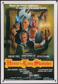 4x0357 HOUSE OF THE LONG SHADOWS linen 1sh 1983 Batchelled art of Price, Cushing, Carradine & Lee!