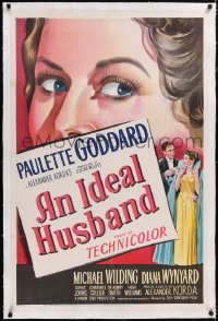 4x0374 IDEAL HUSBAND linen 1sh 1948 art of pretty Paulette Goddard, Oscar Wilde, Alexander Korda