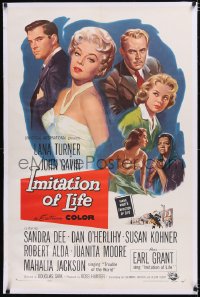 4x0375 IMITATION OF LIFE linen 1sh R1961 Lana Turner, written by Fannie Hurst, Brown art, rare!