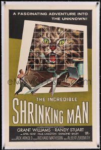 4x0378 INCREDIBLE SHRINKING MAN linen 1sh 1957 Jack Arnold classic, wonderful Reynold Brown art!