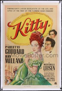 4x0423 KITTY linen 1sh 1945 art of pretty Paulette Goddard & Ray Milland in historical England!