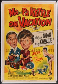 4x0469 MA & PA KETTLE ON VACATION linen 1sh 1953 wacky hillbillies Marjorie Main & Percy Kilbride!