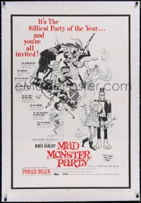 4x0472 MAD MONSTER PARTY linen 1sh 1968 great Frank Frazetta art of animated Dracula, Mummy & Igor!