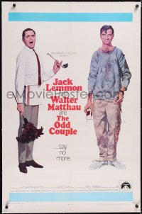 4x0555 ODD COUPLE linen 1sh 1968 art of best friends Walter Matthau & Jack Lemmon by Robert McGinnis!