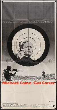 4y0105 GET CARTER 3sh 1971 cool different image of Michael Caine in sniper's sights, ultra rare!