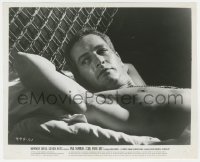 4y1160 COOL HAND LUKE 8.25x10 still 1967 best close up of barechested Paul Newman in his bunk!