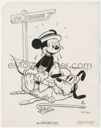 4y1233 MR. MOUSE TAKES A TRIP 8x10.25 still 1940 Mickey Mouse tries to hide Pluto in his luggage!