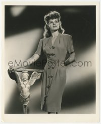 4y1255 RITA HAYWORTH 8.25x10 still 1944 modeling I. Magnin wool dress for evenings, Cover Girl!