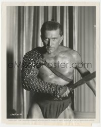 4y1279 SPARTACUS 8.25x10 still 1960 best portrait of gladiator Kirk Douglas with sword & armor!