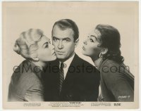 4y1306 VERTIGO 8x10 still 1958 James Stewart between blonde & brunette Kim Novak, Hitchcock!