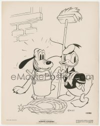 4y1315 WINDOW CLEANERS 8x10 still 1940 Donald Duck with broom & Pluto with bucket, Walt Disney!