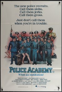 4y0340 POLICE ACADEMY Aust 1sh 1984 Steve Guttenberg, Kim Cattrall, Drew Struzan police artwork!