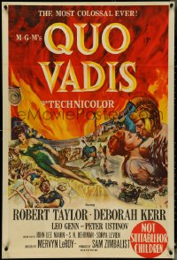 4y0342 QUO VADIS Aust 1sh 1952 art of Robert Taylor, sexy Deborah Kerr in Ancient Rome, ultra rare!