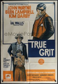 4y0350 TRUE GRIT Aust 1sh R1970s John Wayne as Rooster Cogburn, Kim Darby, different & ultra rare!