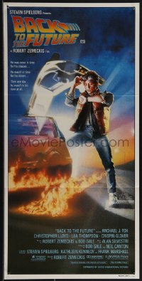 4y0359 BACK TO THE FUTURE Aust daybill 1985 art of Michael J. Fox & Delorean by Drew Struzan!