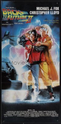 4y0360 BACK TO THE FUTURE II Aust daybill 1989 art of Michael J. Fox & Christopher Lloyd by Struzan!