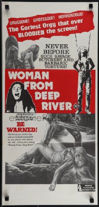 4y0367 CANNIBAL FEROX Aust daybill 1982 Umberto Lenzi's Woman from Deep River, gory art & images!