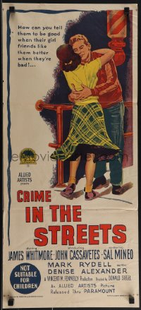 4y0374 CRIME IN THE STREETS Aust daybill 1956 Mineo & 1st John Cassavetes, Richardson Studio art!