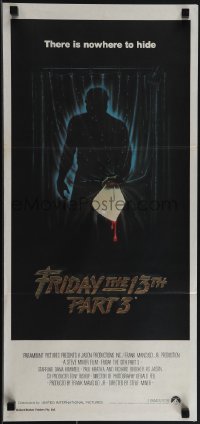 4y0380 FRIDAY THE 13th PART 3 - 3D Aust daybill 1982 slasher sequel, Jason stabbing through shower!