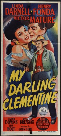 4y0122 MY DARLING CLEMENTINE Aust daybill 1947 John Ford, Victor Mature, Linda Darnell, Fonda, rare!