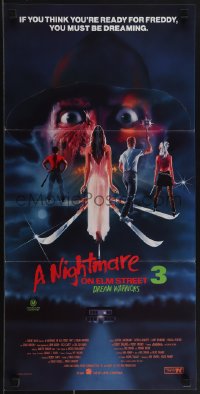 4y0406 NIGHTMARE ON ELM STREET 3 Aust daybill 1987 horror art of Freddy Krueger by Matthew Peak!