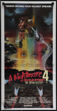 4y0407 NIGHTMARE ON ELM STREET 4 Aust daybill 1989 art of Englund as Freddy Krueger by Matthew Peak!