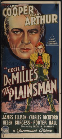 4y0413 PLAINSMAN Aust daybill R1940s Richardson Studio art of Cooper & Arthur, DeMille, ultra rare!