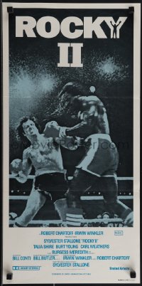 4y0418 ROCKY II Aust daybill R1980s Sylvester Stallone & Carl Weathers fight in ring, boxing sequel!