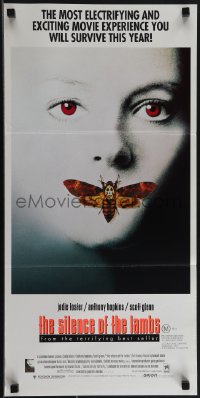 4y0424 SILENCE OF THE LAMBS Aust daybill 1991 Anthony Hopkins, Jodie Foster w/moth by Dawn Baillie!