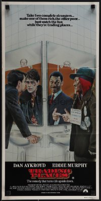 4y0433 TRADING PLACES Aust daybill 1983 different Purkis art of Dan Aykroyd & Eddie Murphy!