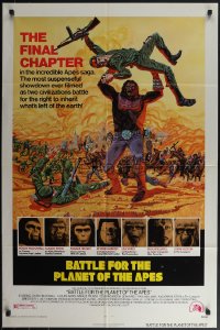 4y0707 BATTLE FOR THE PLANET OF THE APES 1sh 1973 Tanenbaum art of war between apes & humans!