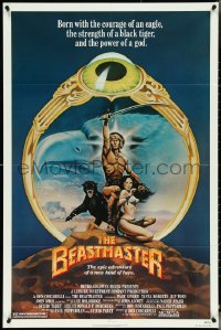 4y0708 BEASTMASTER 1sh 1982 Taylor art of bare-chested Marc Singer & sexy Tanya Roberts!