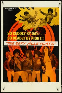 4y0715 BLACK ALLEYCATS 1sh 1973 so cuddly by day, so deadly by night, wacky sexy art, ultra rare!