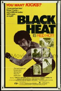 4y0716 BLACK HEAT 1sh 1976 is red hot, Timothy Brown, wild blaxploitation, ultra rare!