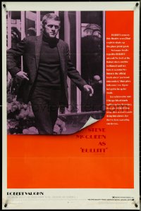 4y0729 BULLITT glossy 1sh 1968 full-length King of Cool Steve McQueen, Peter Yates car chase classic!