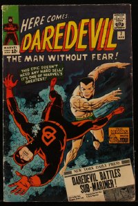 4y0143 DAREDEVIL #7 comic book April 1965 great cover art by Wally Wood, crossover with Sub-Mariner!