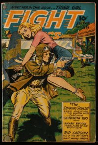 4y0158 FIGHT COMICS #38 comic book June 1945 art by legendary Matt Baker & female artist Lily Renee!