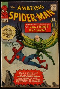 4y0140 SPIDER-MAN #7 comic book November 1963 Vulture's Return, great cover art by Steve Ditko!