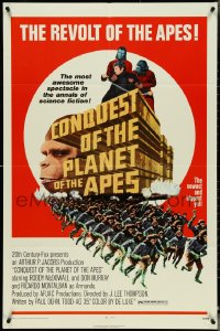 4y0746 CONQUEST OF THE PLANET OF THE APES 1sh 1972 Roddy McDowall, apes are revolting!