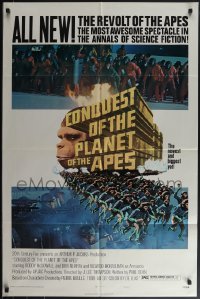 4y0747 CONQUEST OF THE PLANET OF THE APES style B 1sh 1972 Roddy McDowall, apes are revolting!