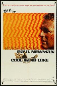 4y0749 COOL HAND LUKE 1sh 1967 prisoner Paul Newman refuses to conform, cool art by James Bama!