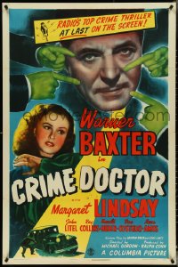 4y0757 CRIME DOCTOR 1sh 1943 detective Warner Baxter, Margaret Lindsay, radio's top crime thriller!