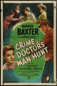 4y0758 CRIME DOCTOR'S MAN HUNT 1sh 1946 detective Warner Baxter, from famous radio program!