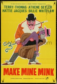 4y0936 MAKE MINE MINK English 1sh 1961 artwork of Terry-Thomas stealing sexy woman's clothes!