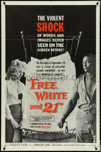 4y0819 FREE, WHITE & 21 style A 1sh 1963 interracial romance, Shock after Shock, bold beyond belief!