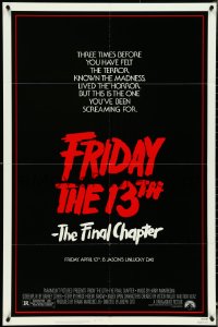 4y0827 FRIDAY THE 13th - THE FINAL CHAPTER 1sh 1984 Part IV, slasher sequel, Jason's unlucky day!