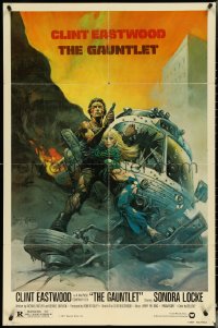 4y0836 GAUNTLET 1sh 1977 Clint Eastwood & Sondra Locke by Frank Frazetta, large credit design!