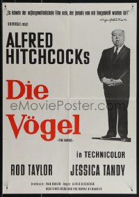 4y0319 BIRDS German 16x23 1963 great different full-length image of director Alfred Hitchcock!