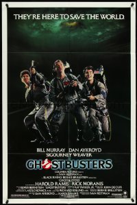 4y0838 GHOSTBUSTERS 1sh 1984 Bill Murray, Dan Aykroyd & Harold Ramis here to save the world!