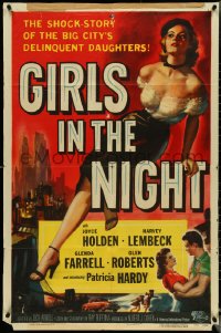 4y0839 GIRLS IN THE NIGHT 1sh 1953 great art of barely dressed sexy bad girl Joyce Holden!